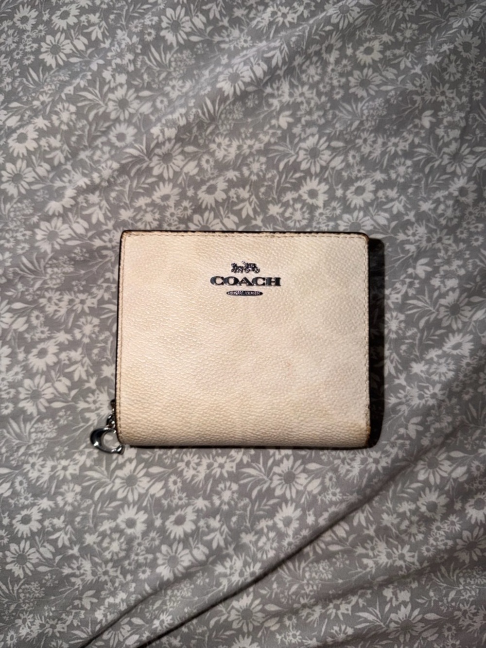 Coach Ivory Leather Wallet with Silver Accents